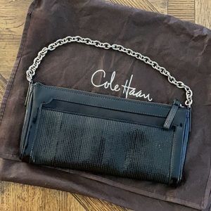 COLE HAAN Black Clutch with Chain Strap